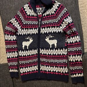Tommy Hilfiger Navy and Pink Zip-Up Sweater